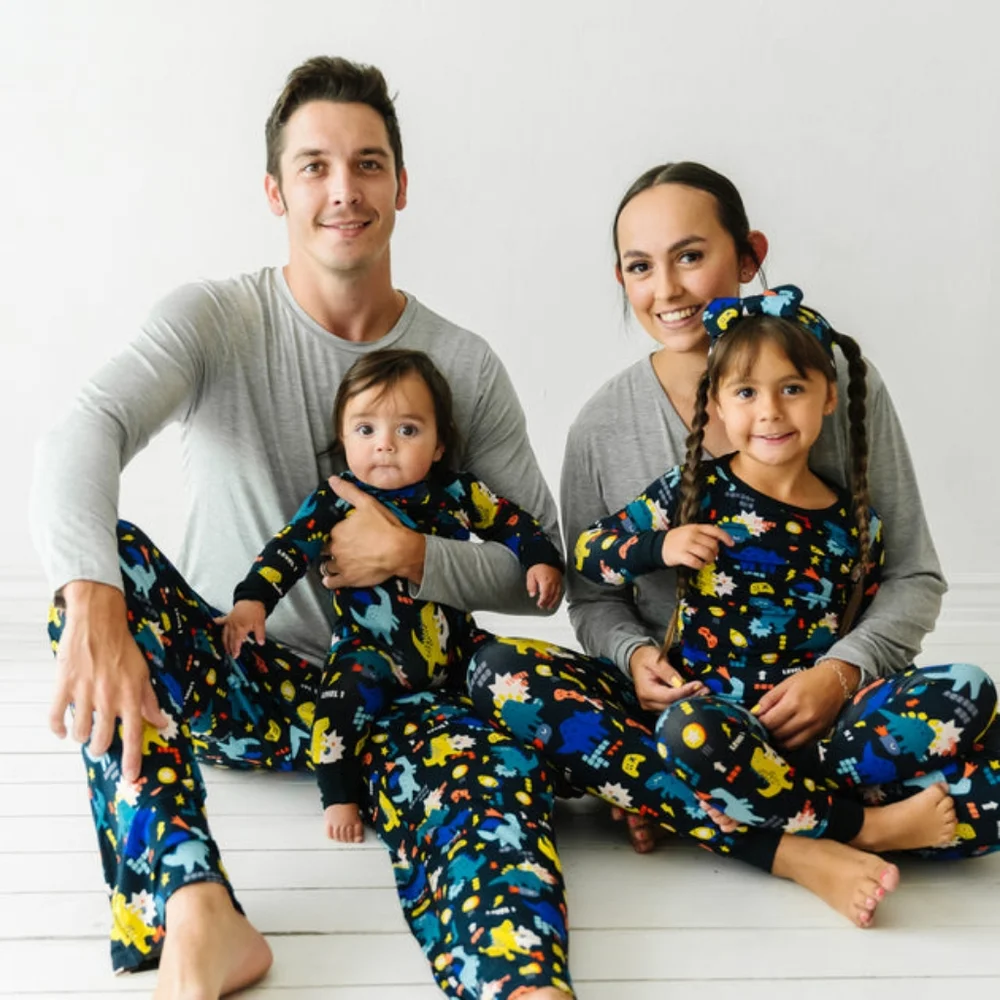 🦖🎮NIB Little Sleepies Next-level Dinos 2 piece long sleeve bamboo pj set - Picture 5 of 7
